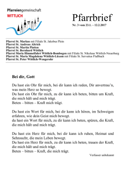 Pfarrbrief der - Pfarreiengemeinschaft Wittlich