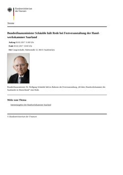 Bundesfinanzminister Dr. Wolfgang Schäuble hält Rede bei