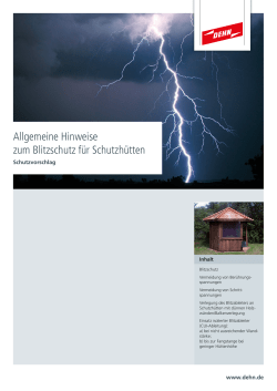 Allgemeine Hinweise zum Blitzschutz für Schutzhütten