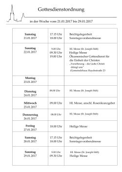 Gottesdienste und Gemeindeinformationen für die Woche vom