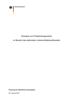 Hinweispapier Preisbindung im