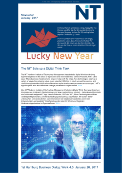 NIT News January *** NIT Digital Think Tank *** 1st Hamburg