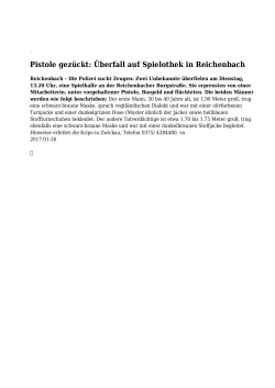Pistole gezückt: Überfall auf Spielothek in Reichenbach