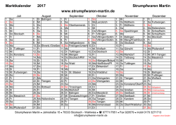 Marktkalender 2. Halbjahr 2017