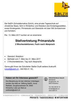 Stellvertretung Primarstufe