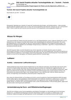 DLR steckt Projekte aktueller Technologiefelder ab