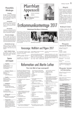 Pfarrblatt vom 21. Januar - Katholische Kirchenverwaltung, Appenzell