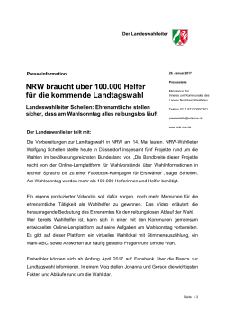 NRW braucht über 100.000 Helfer für die kommende Landtagswahl