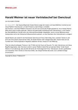 Harald Weimer ist neuer Vertriebschef bei Owncloud