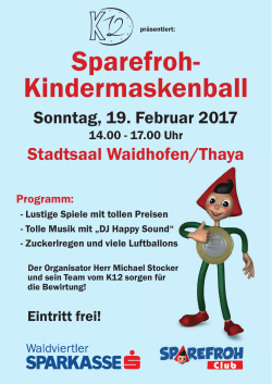 Plakat Sparefroh Kindermaskenball 2017.indd