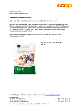 Produktinformation Basel, Januar / Februar 2017 Naturaplan Bio