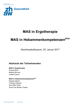 MAS in Ergotherapie MAS in Hebammenkompetenzen