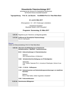 D&uuml;sseldorfer Patentrechtstage 2017