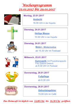 Wochenprogramm 23.01.2017 bis 29.01.2017