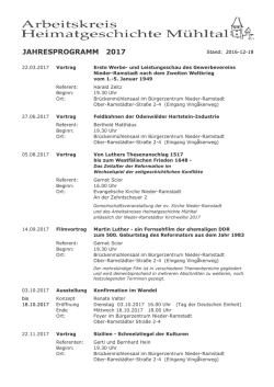 Jahresprogramm 2017 - Heimatgeschichte M&uuml;hltal