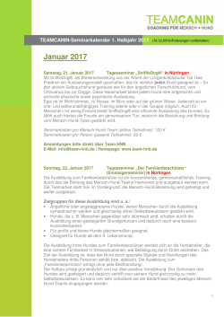 Seminar- und Veranstaltungskalender 1. Halbjahr 2017