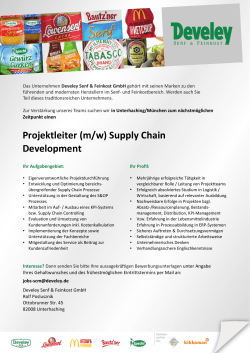 Projektleiter (m/w) Supply Chain Development