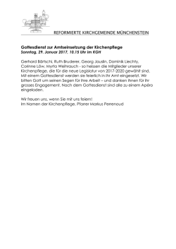 Gottesdienst zur Amtseinsetzung der Kirchenpflege