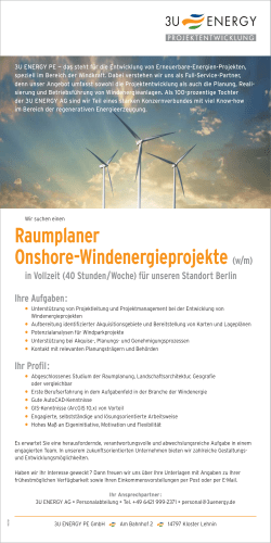 Raumplaner Onshore-Windenergieprojekte (w/m)