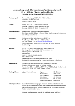 Ausschreibung zum 9. Offenen regionalen Wettbewerb Kurzwaffe 25