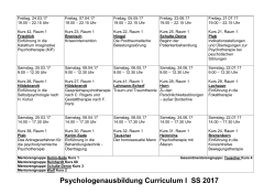 Psychologenausbildung Curriculum I Sommersemester 2017