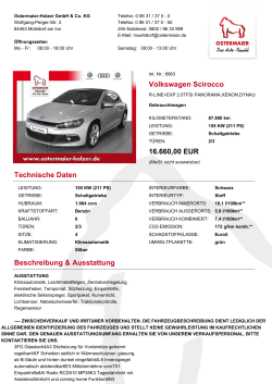 Volkswagen Scirocco 16.660,00 EUR Technische
