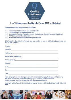 Ihre Teilnahme am Quality Life Forum 2017 in Kitzb&uuml;hel