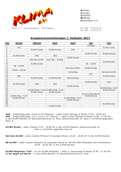 Gruppenveranstaltungen 1. Halbjahr 2017