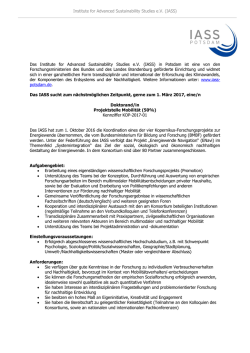 Doktorand/in Projektstelle Mobilit&auml;t