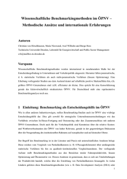 Wissenschaftliche Benchmarking-Methoden im &Ouml;PNV