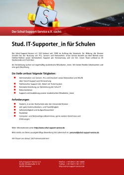 Die Stelle umfasst folgende T&auml;tigkeiten: Anforderungen: