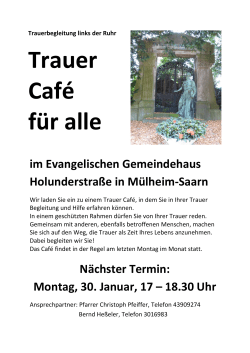 Trauer Café für alle - Evangelische Kirchengemeinde Broich