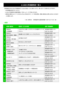 ふるさと市民優待店一覧