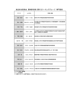 食品安全委員会 薬剤耐性菌に関するワーキンググループ 専門委員