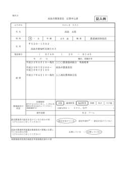 様式3 農業委員応募申込書記入例