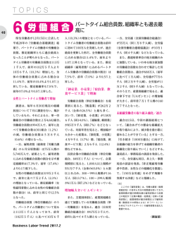 労働組合／パートタイム組合員数、組織率とも過去最高に