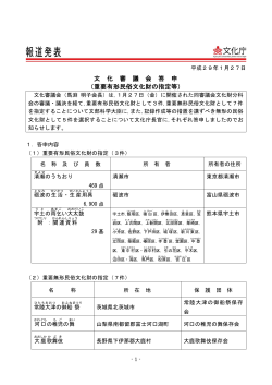 文 化 審 議 会 答 申 （重要有形民俗文化財の指定等）