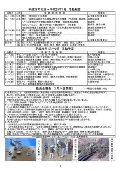 平成28年12月～平成29年1月 活動報告 平成29年1月～2月 活動予定