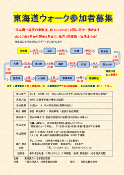 ・日本橋～箱根の東海道 約127kmを12回に分けて歩きます ・2017年4