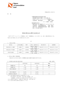 資金の借入れに関するお知らせ - 日本アコモデーションファンド投資法人