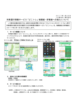 列車運行情報サービス「どこトレ」相模線・伊東線への導入