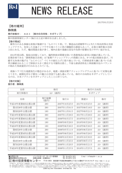 静岡県の発行体格付AA+[ネガティブ]を維持