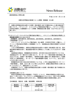 平成29年1月24日 消費生活用製品の新規リコール情報