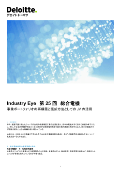 Industry Eye 第25 回 総合電機: 事業ポートフォリオの再構築と