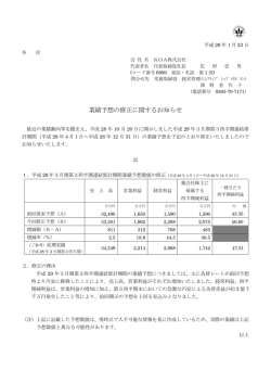 業績予想の修正に関するお知らせ