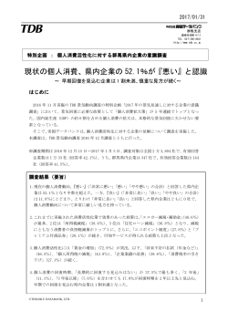 現状の個人消費、県内企業の 52.1％が『悪い』と認識