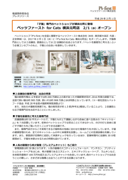 ペッツファースト for Cats 横浜元町店 2/1 （  ）オープン - P`s