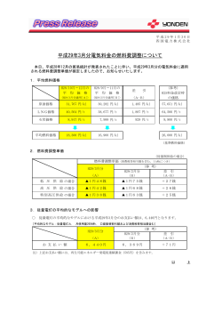 平成29年3月分電気料金の燃料費調整について