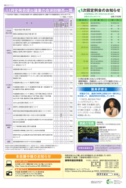 11月定例会提出議案の会派別賛否一覧