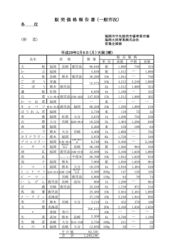 販 売 価 格 報 告 書 （一般市況）